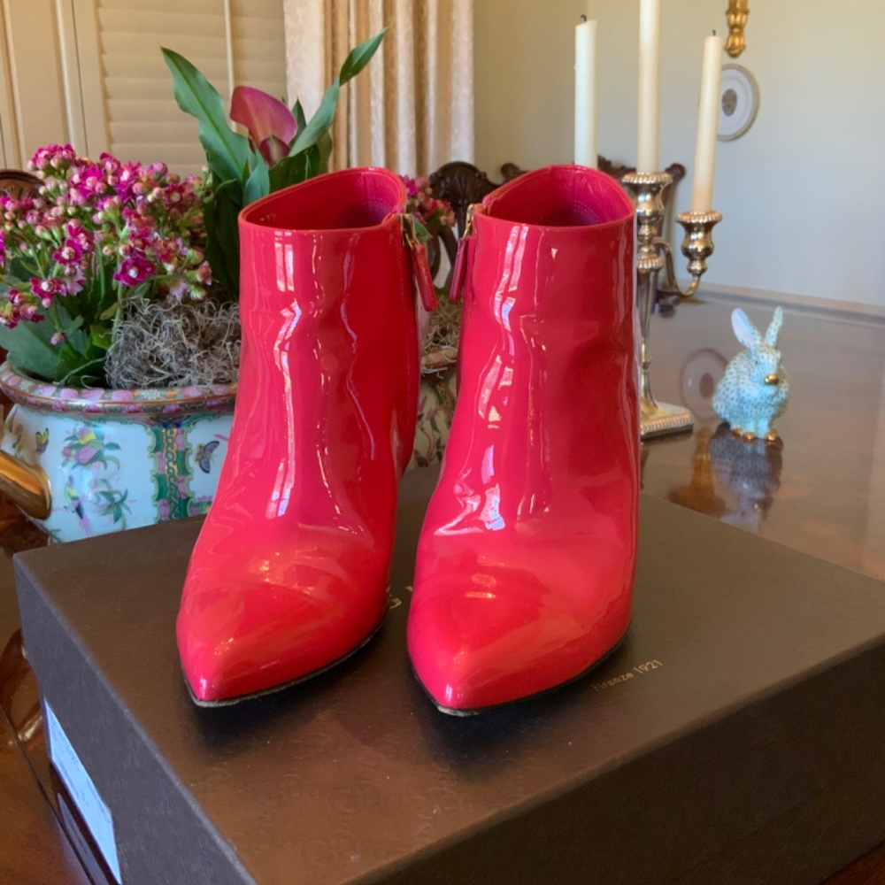 Gucci HOT PINK Patent Leather Ankle Boots